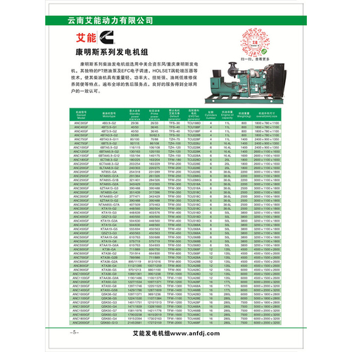 艾能康明斯系列發(fā)電機組